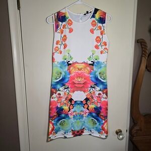 Just Love Sleeveless R8855-67‎ Size Large White with Colorful Flowers
